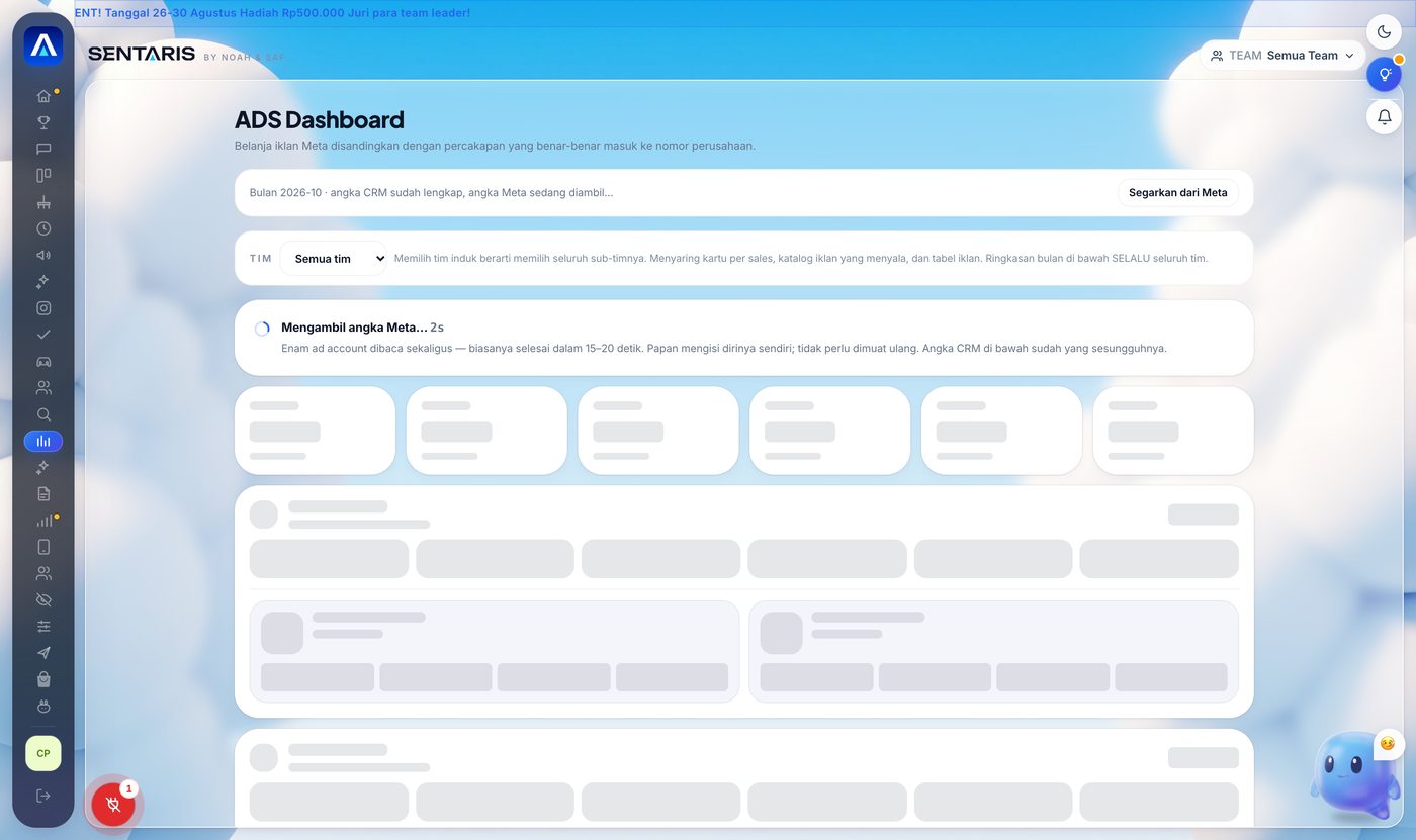 Tangkapan layar ADS Dashboard